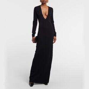 NILI LOTAN Iffet Plunging V-Neckline Jersey Knitted Maxi Dress